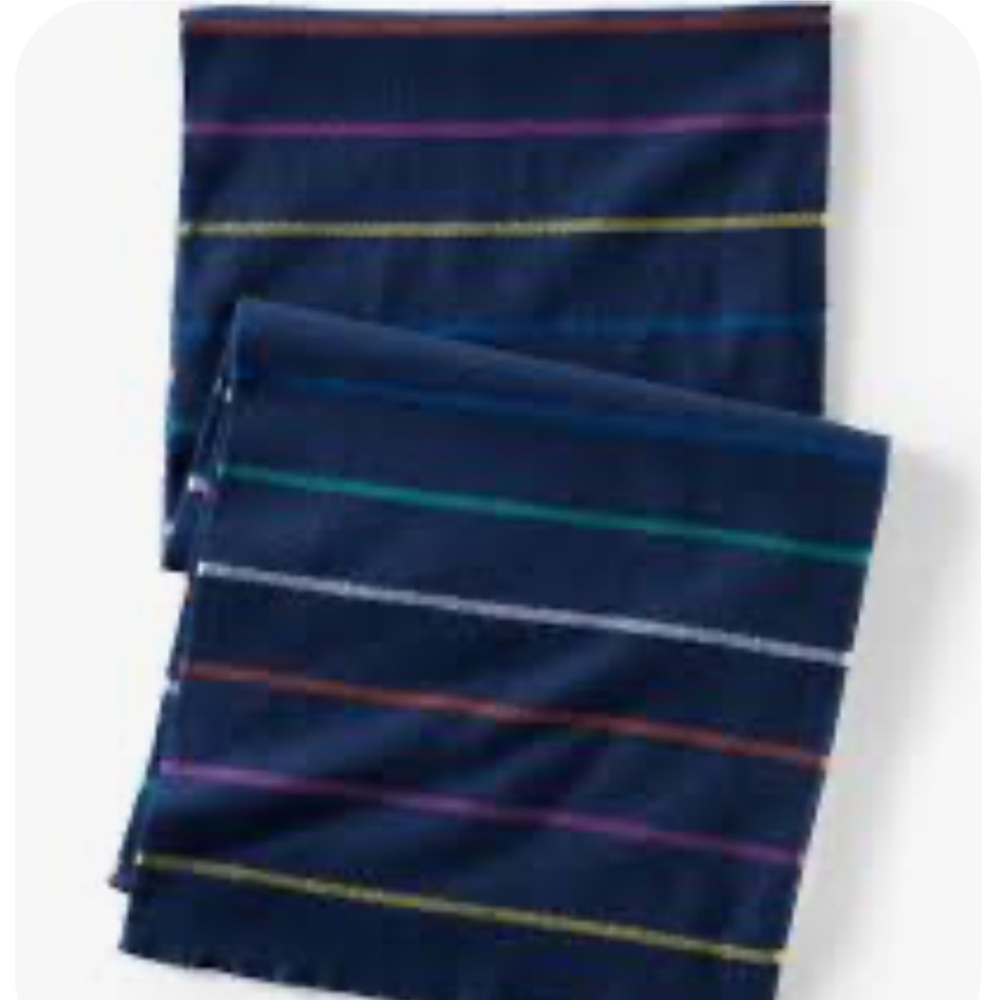 NWT Lands' End Navy Scarf with Multicolor Stripes